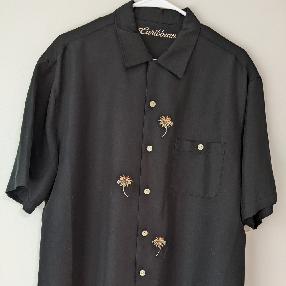 Men's Black Caribbean Casual Button Down.